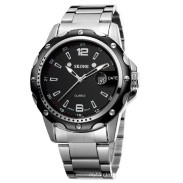 NO 7147 Black Dial Stainless Steel Back Men's Silver Watch